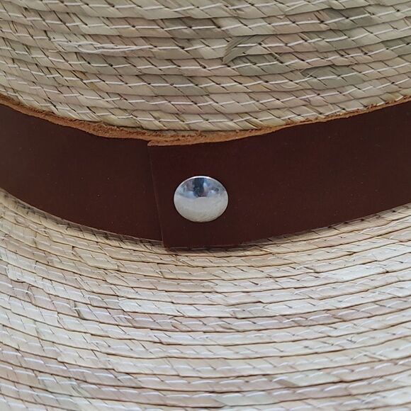 Leah California Straw Fedora Hat Brown Leather Hatband - Picture 9 of 12